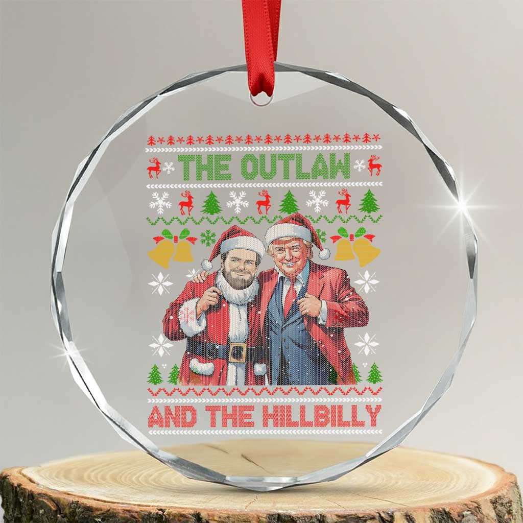 Trump Vance Xmas Crystal Glass Ornament The Outlaw And The Hillbilly Ugly Xmas Bell TS11 Transparent Glass 3'' Circle Print Your Wear