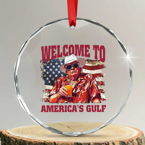 Trump Welcome To America's Gulf Crystal Glass Ornament US Flag - Print Your Wear
