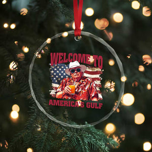 Trump Welcome To America's Gulf Crystal Glass Ornament US Flag - Print Your Wear