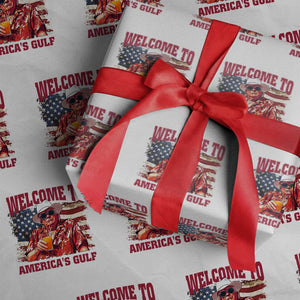 Trump Welcome To America's Gulf Wrapping Paper Roll US Flag TS02 White Print Your Wear