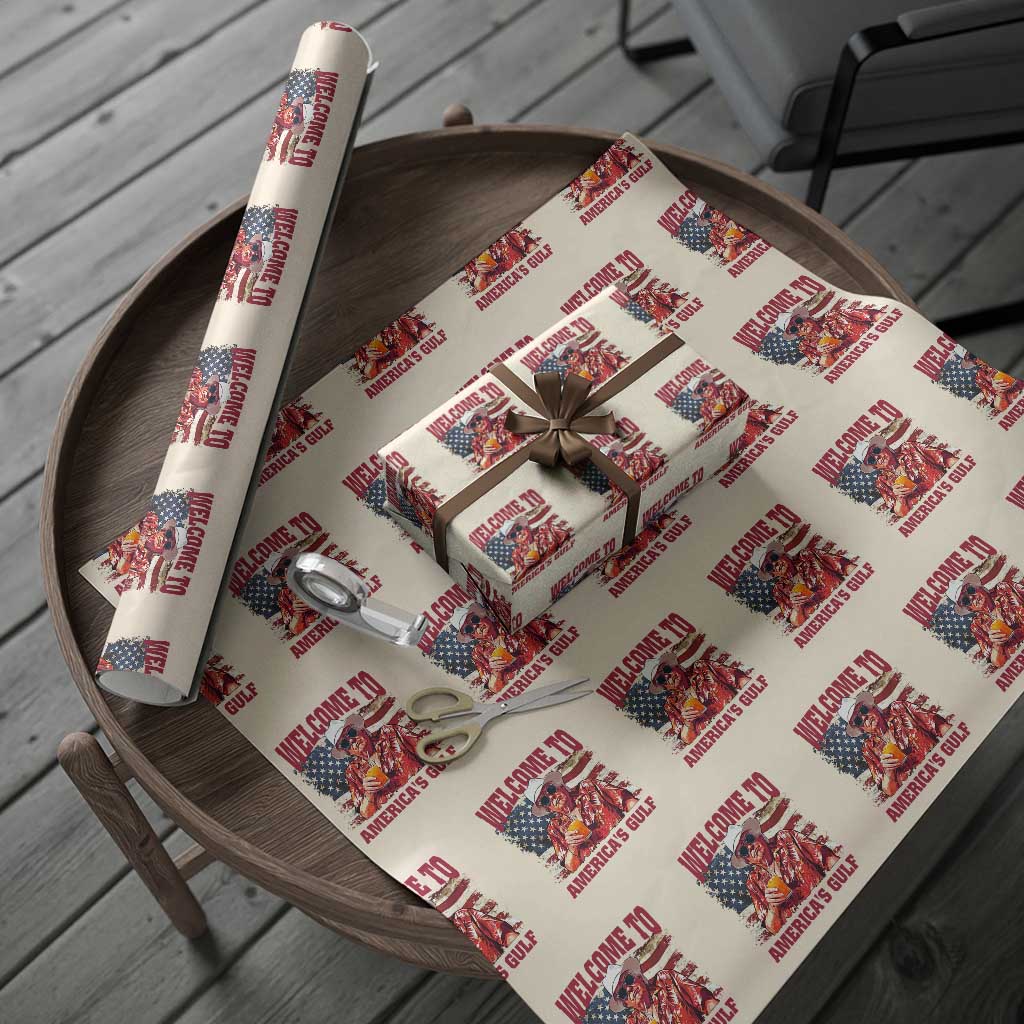 Trump Welcome To America's Gulf Wrapping Paper Roll US Flag TS02 Beige Print Your Wear