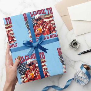 Trump Welcome To America's Gulf Wrapping Paper Roll US Flag TS02 Light Blue Print Your Wear