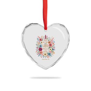Trust in the Lord Proverbs 3:5 Floral Christian Heart Crystal Glass Ornament Inspirational Bible Verse TS02 Print Your Wear