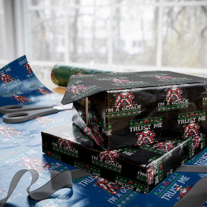 Trust Me Im A Goalie Wrapping Paper Roll Santa Hockey Goalie Ugly Sweater Gift TS12 Black Print Your Wear