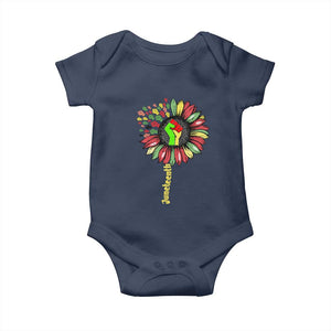 Juneteenth Baby Onesie Sunflower with Raised Fist Black History African American TS01 Navy Print Your Wear