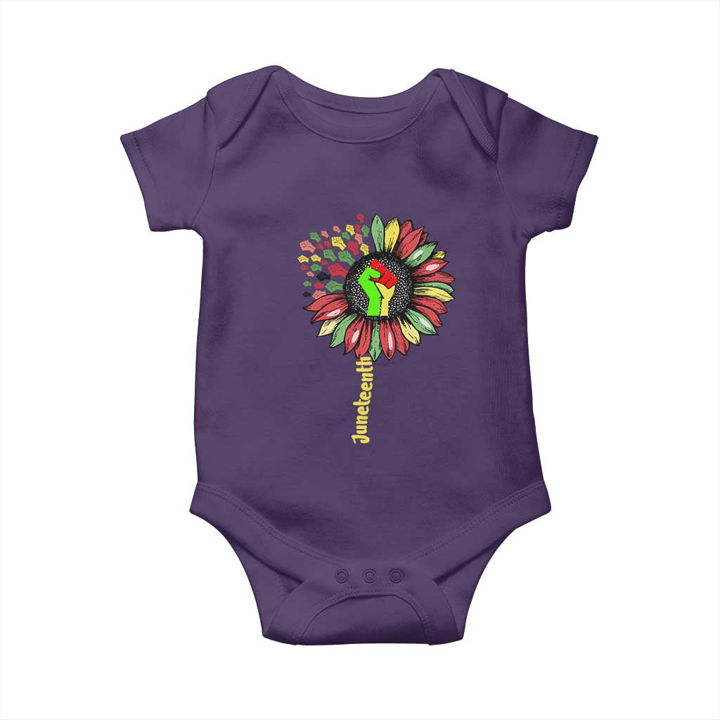 Juneteenth Baby Onesie Sunflower with Raised Fist Black History African American TS01 Purple Print Your Wear