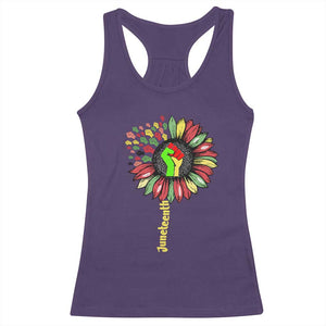 Juneteenth Racerback Tank Top Sunflower with Raised Fist Black History African American TS01 Purple Print Your Wear