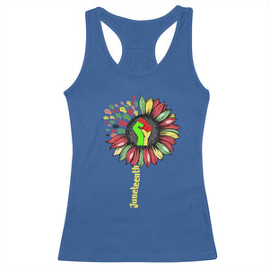 Juneteenth Racerback Tank Top Sunflower with Raised Fist Black History African American TS01 Royal Blue Print Your Wear
