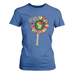 Juneteenth T Shirt For Women Sunflower with Raised Fist Black History African American TS01 Royal Blue Print Your Wear