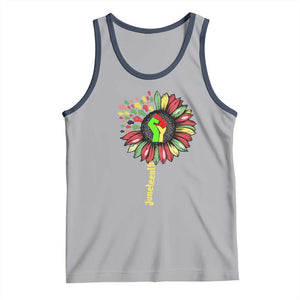 Juneteenth Tank Top Sunflower with Raised Fist Black History African American TS01 Athletic Heather Navy Print Your Wear