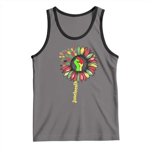 Juneteenth Tank Top Sunflower with Raised Fist Black History African American TS01 Deep Heather Black Print Your Wear