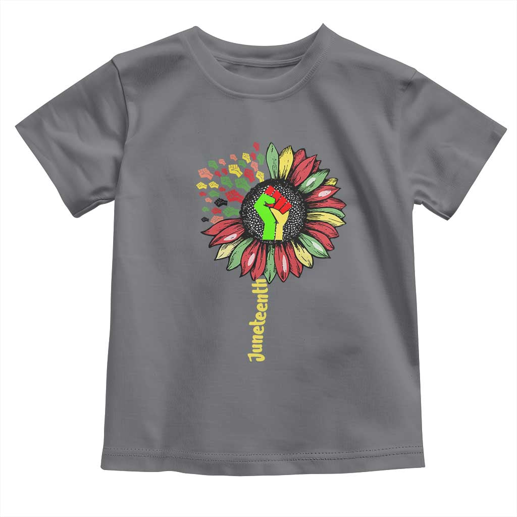 Juneteenth Toddler T Shirt Sunflower with Raised Fist Black History African American TS01 Charcoal Print Your Wear