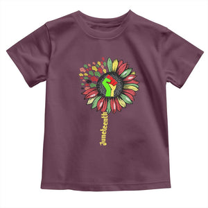 Juneteenth Toddler T Shirt Sunflower with Raised Fist Black History African American TS01 Maroon Print Your Wear