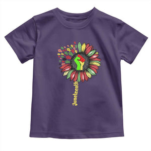Juneteenth Toddler T Shirt Sunflower with Raised Fist Black History African American TS01 Purple Print Your Wear