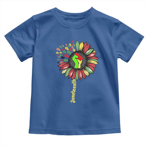 Juneteenth Toddler T Shirt Sunflower with Raised Fist Black History African American TS01 Royal Blue Print Your Wear