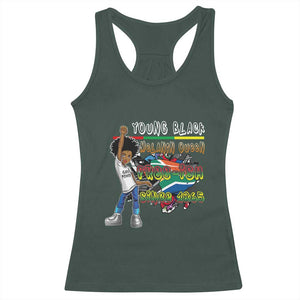 Free Ish Juneteenth Racerback Tank Top Freedom Day Since 1865 TS01 Dark Forest Green Print Your Wear