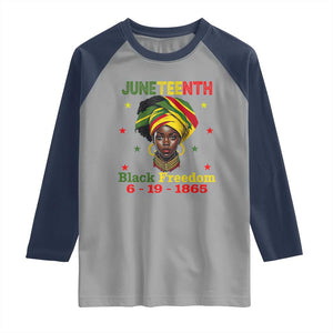 Juneteenth Black Freedom Raglan Shirt Since 1865 For African Women Black Pride TS01 Sport Gray Navy Print Your Wear