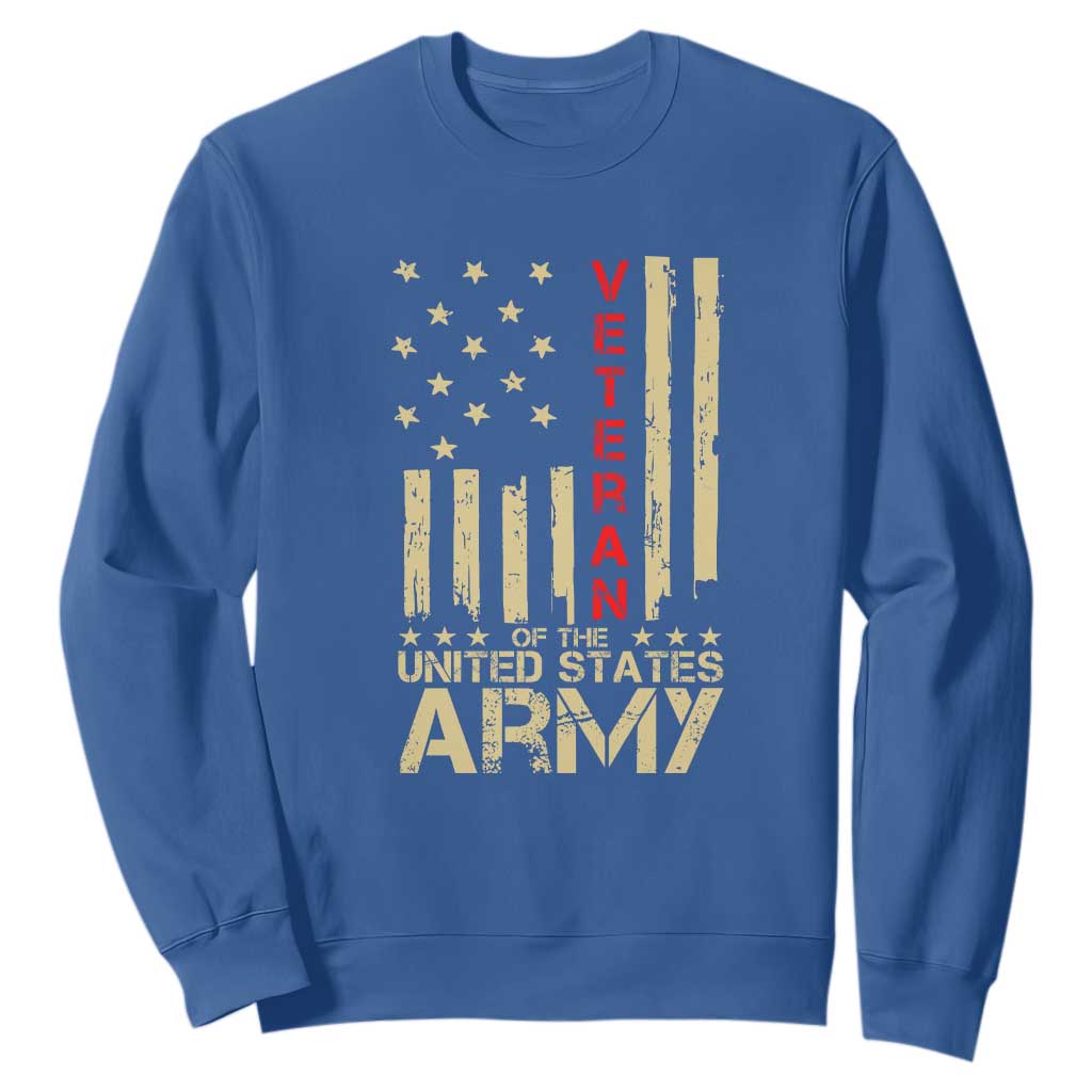Patriotic U.S. Army Veteran Sweatshirt Vintage Red Line American Flag Military TS01 Royal Blue Print Your Wear