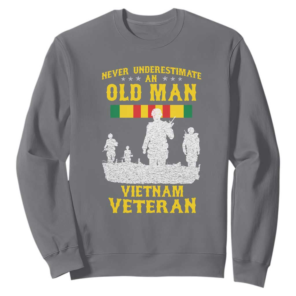 Never Underestimate an Old Man Vietnam Veteran Sweatshirt Patriotic Military Gift TS01 Charcoal Print Your Wear