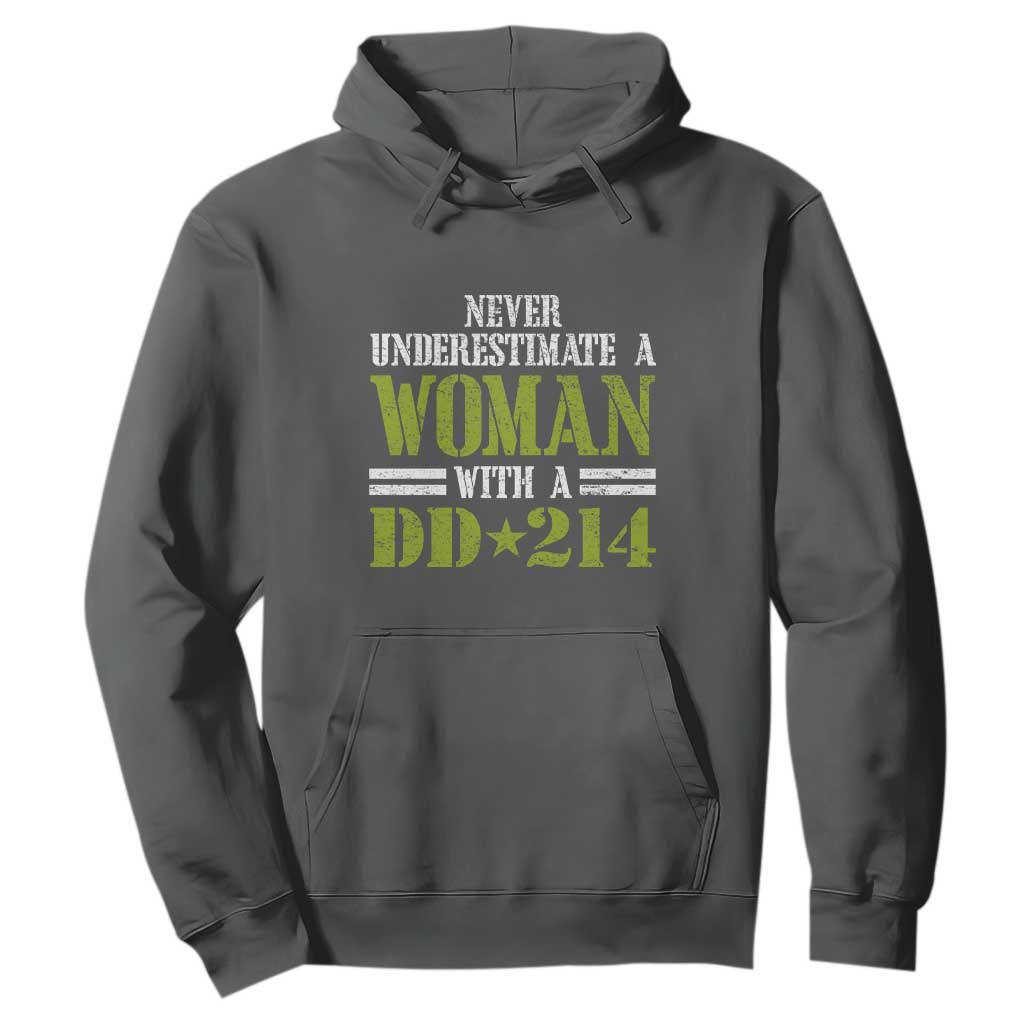 Female Veteran Hoodie Women with DD-214, Veterans Day Gift TS01 Dark Heather Print Your Wear