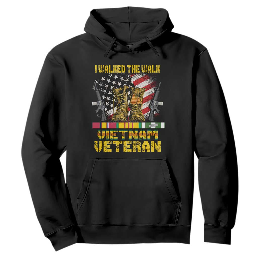 Vietnam Veteran Hoodie US Flag & Combat Boots Patriotic Design TS01 Black Print Your Wear