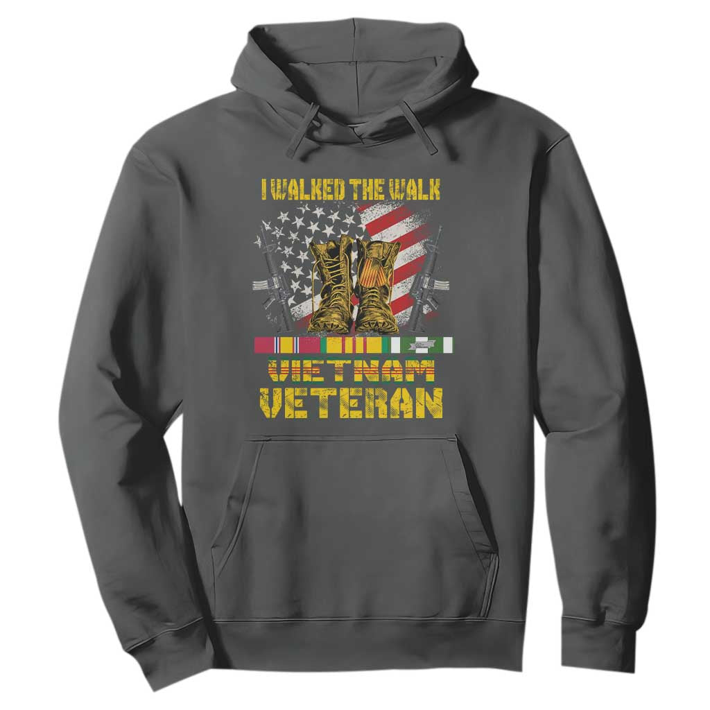 Vietnam Veteran Hoodie US Flag & Combat Boots Patriotic Design TS01 Dark Heather Print Your Wear