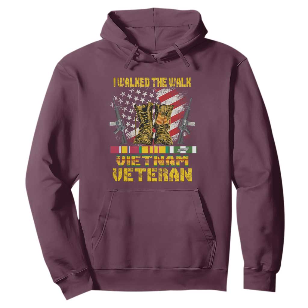Vietnam Veteran Hoodie US Flag & Combat Boots Patriotic Design TS01 Maroon Print Your Wear