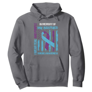 Suicide Awareness Hoodie - Teal & Purple Ribbon for Brother - Support Flag Design TS01 Charcoal Print Your Wear