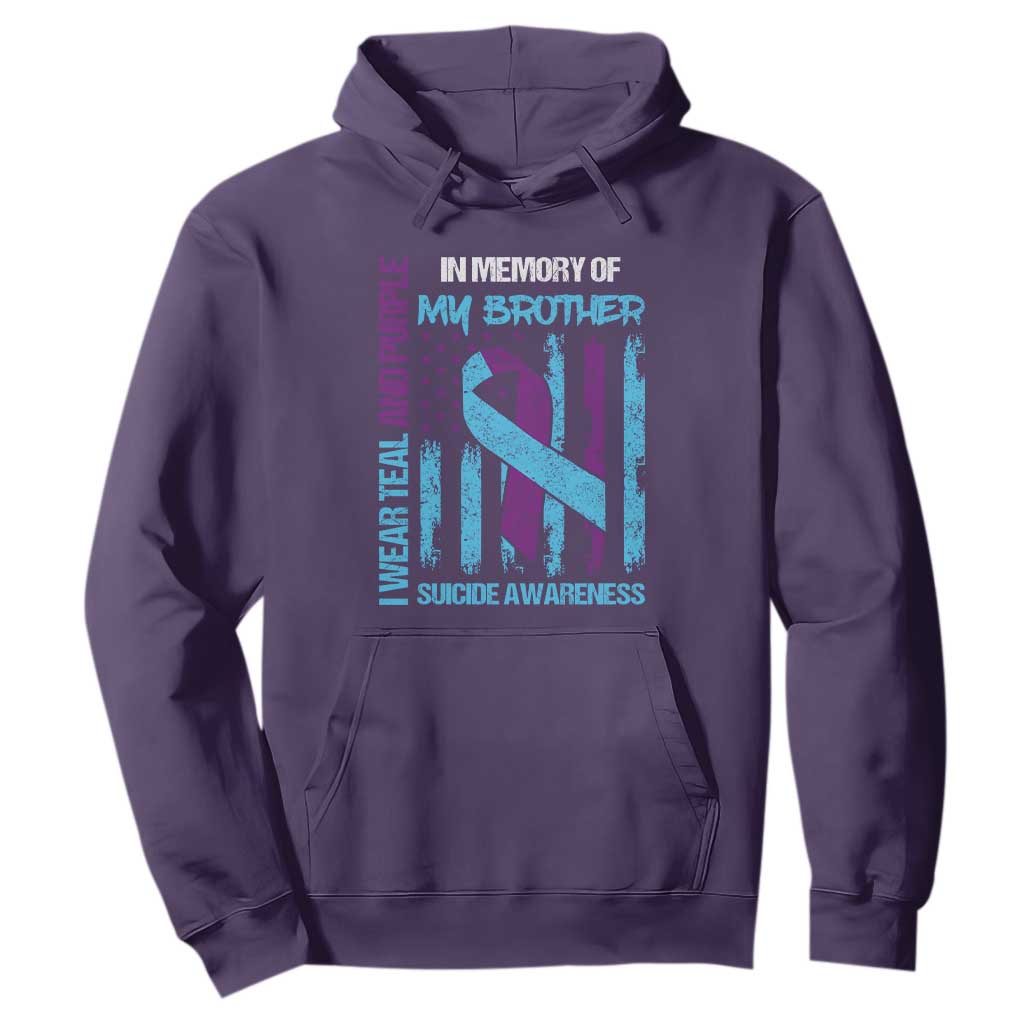 Suicide Awareness Hoodie - Teal & Purple Ribbon for Brother - Support Flag Design TS01 Purple Print Your Wear