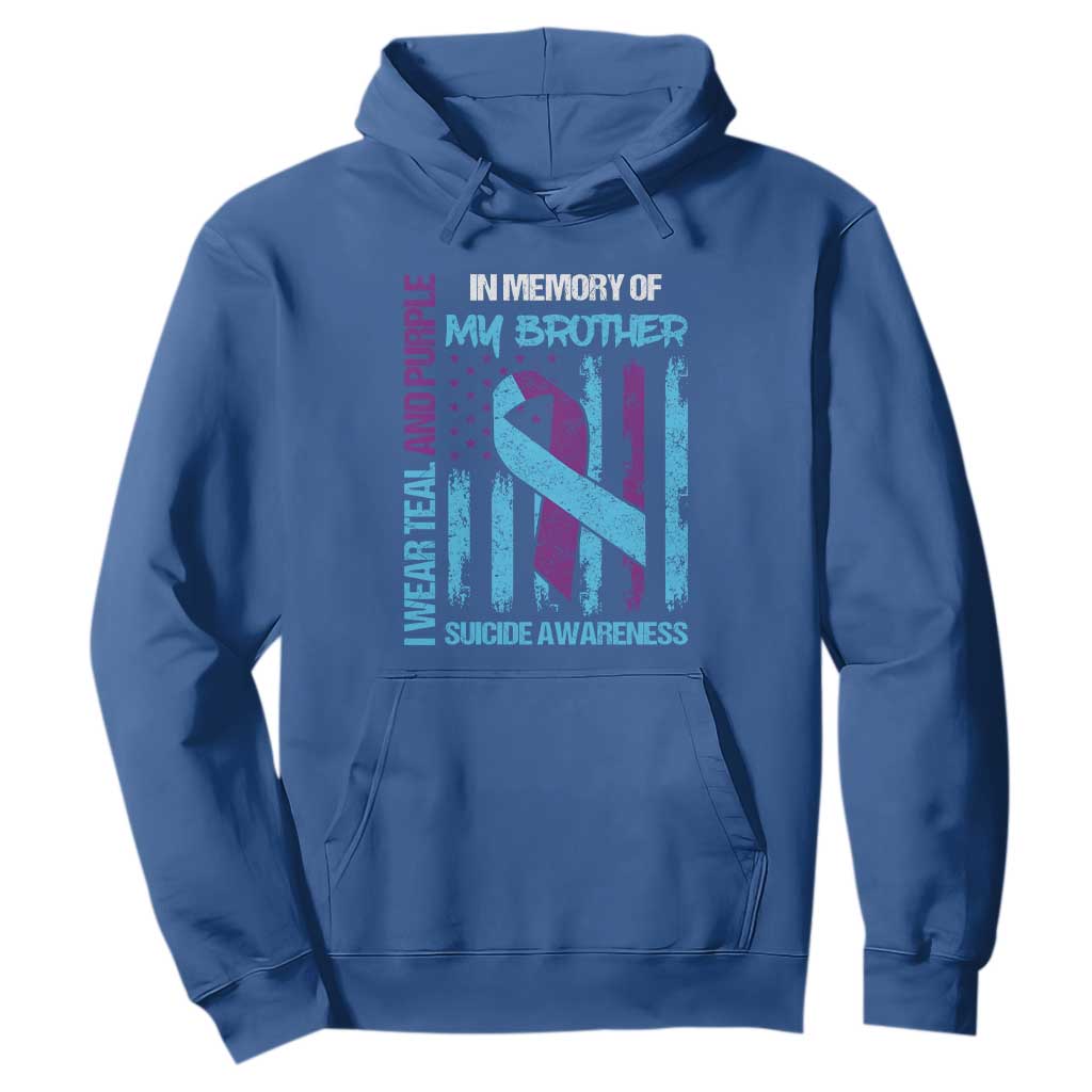 Suicide Awareness Hoodie - Teal & Purple Ribbon for Brother - Support Flag Design TS01 Royal Blue Print Your Wear