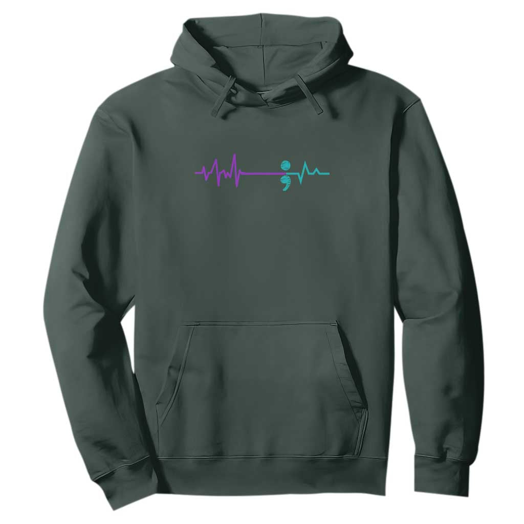 Suicide Prevention Awareness Hoodie Semicolon Stay Strong Design TS01 Dark Forest Green Print Your Wear