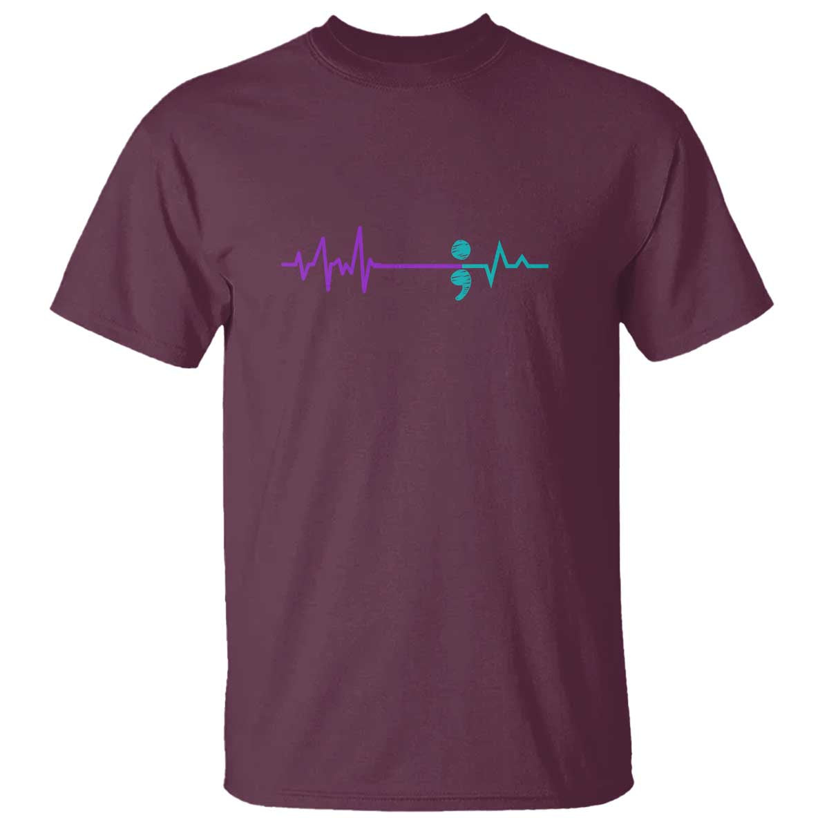 Suicide Prevention Awareness T Shirt Semicolon Stay Strong Design TS01 Maroon Print Your Wear