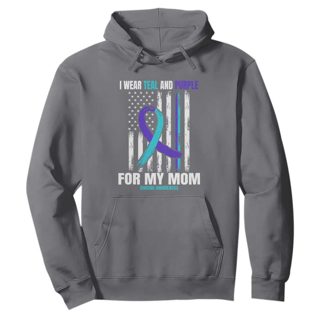 Suicide Awareness Hoodie I Wear Teal & Purple for Someone I Miss Flag Design TS01 Charcoal Print Your Wear