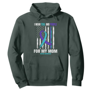 Suicide Awareness Hoodie I Wear Teal & Purple for Someone I Miss Flag Design TS01 Dark Forest Green Print Your Wear
