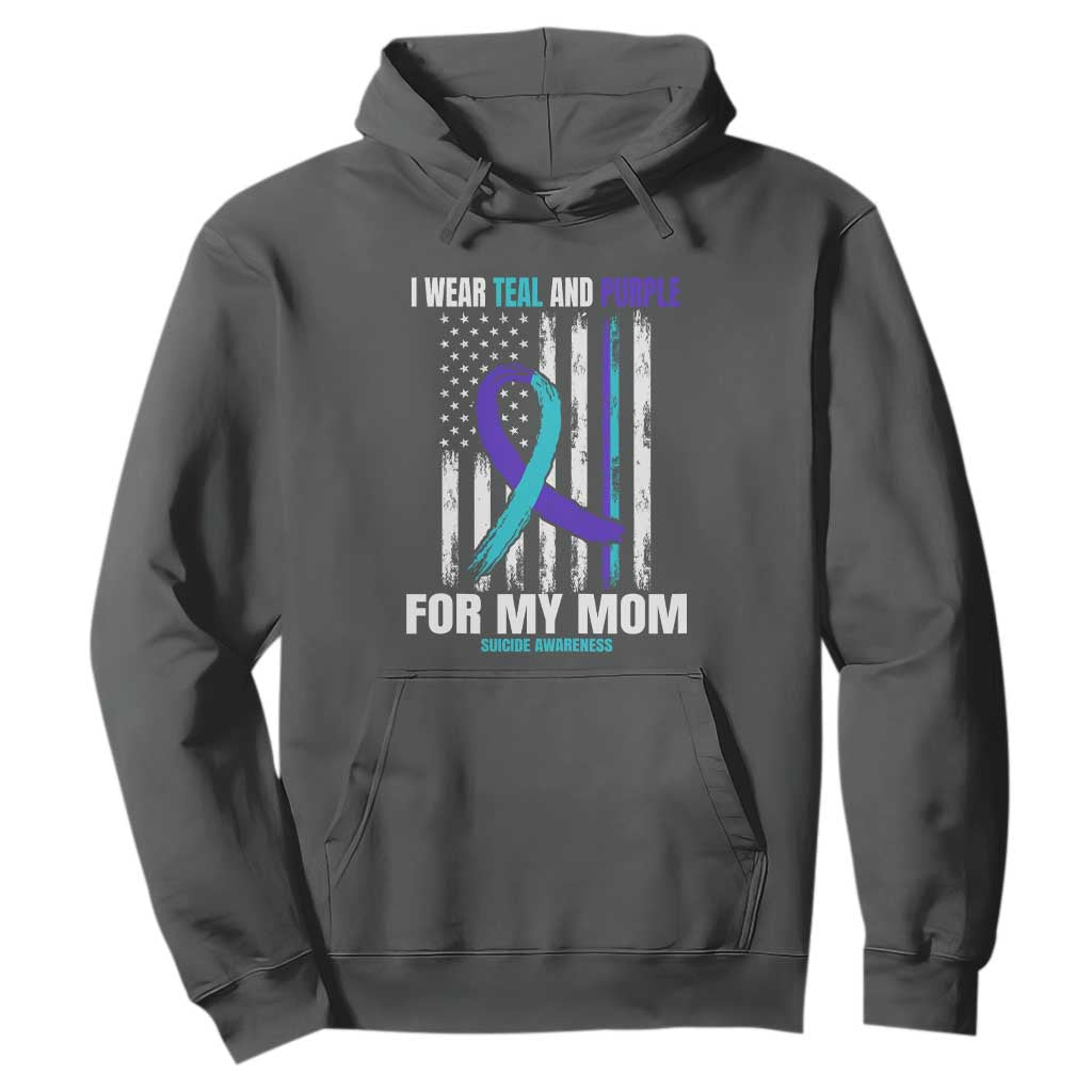 Suicide Awareness Hoodie I Wear Teal & Purple for Someone I Miss Flag Design TS01 Dark Heather Print Your Wear