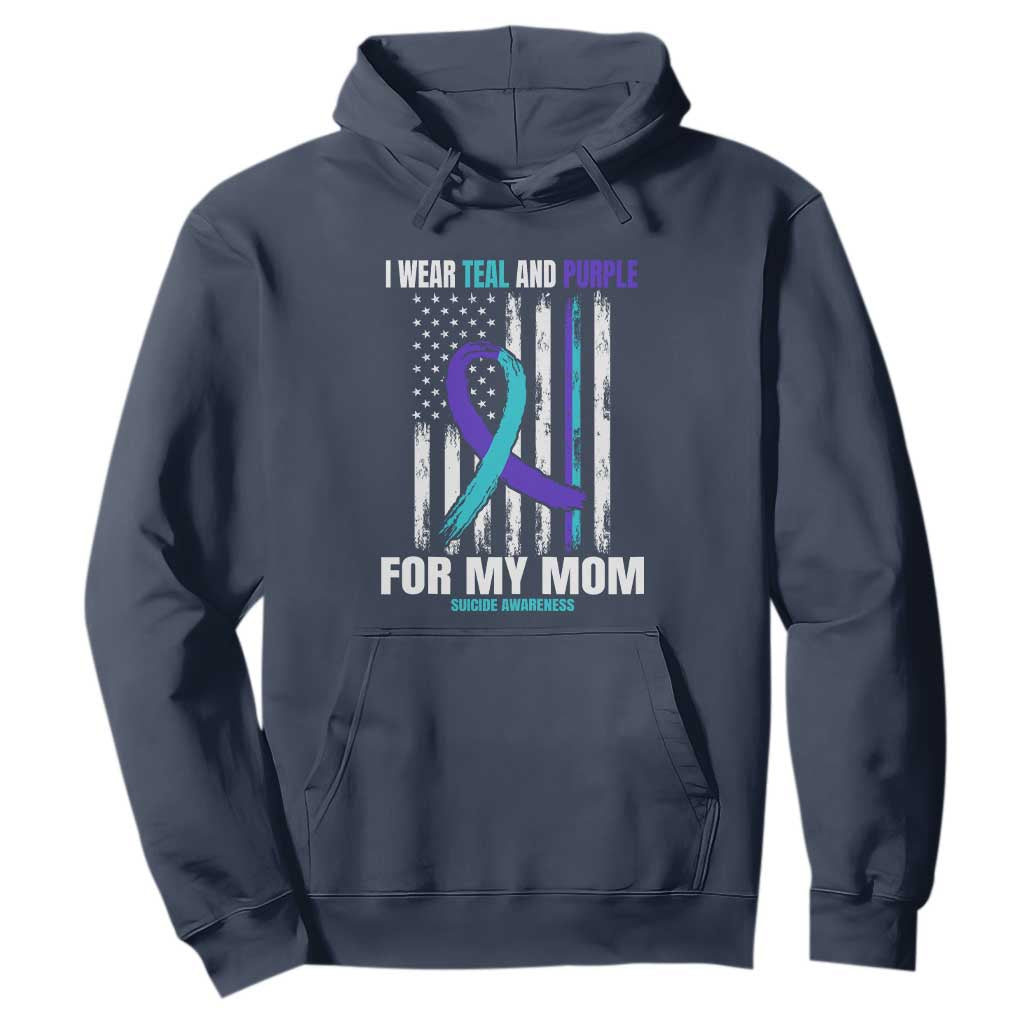 Suicide Awareness Hoodie I Wear Teal & Purple for Someone I Miss Flag Design TS01 Navy Print Your Wear