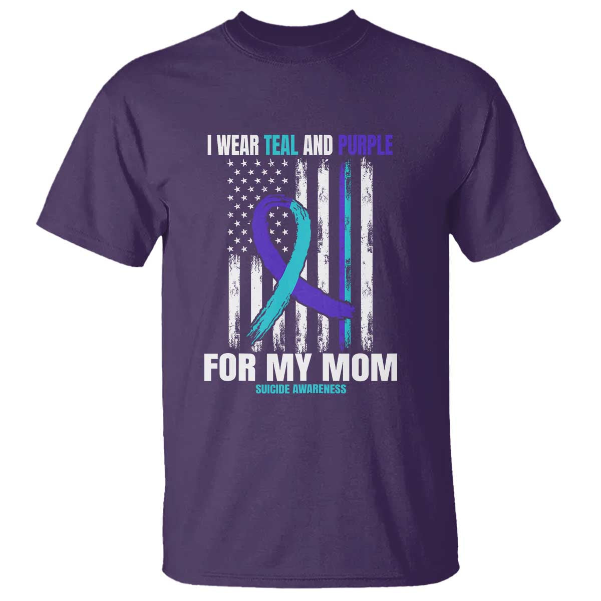 Suicide Awareness T Shirt I Wear Teal & Purple for Someone I Miss Flag Design TS01 Purple Print Your Wear