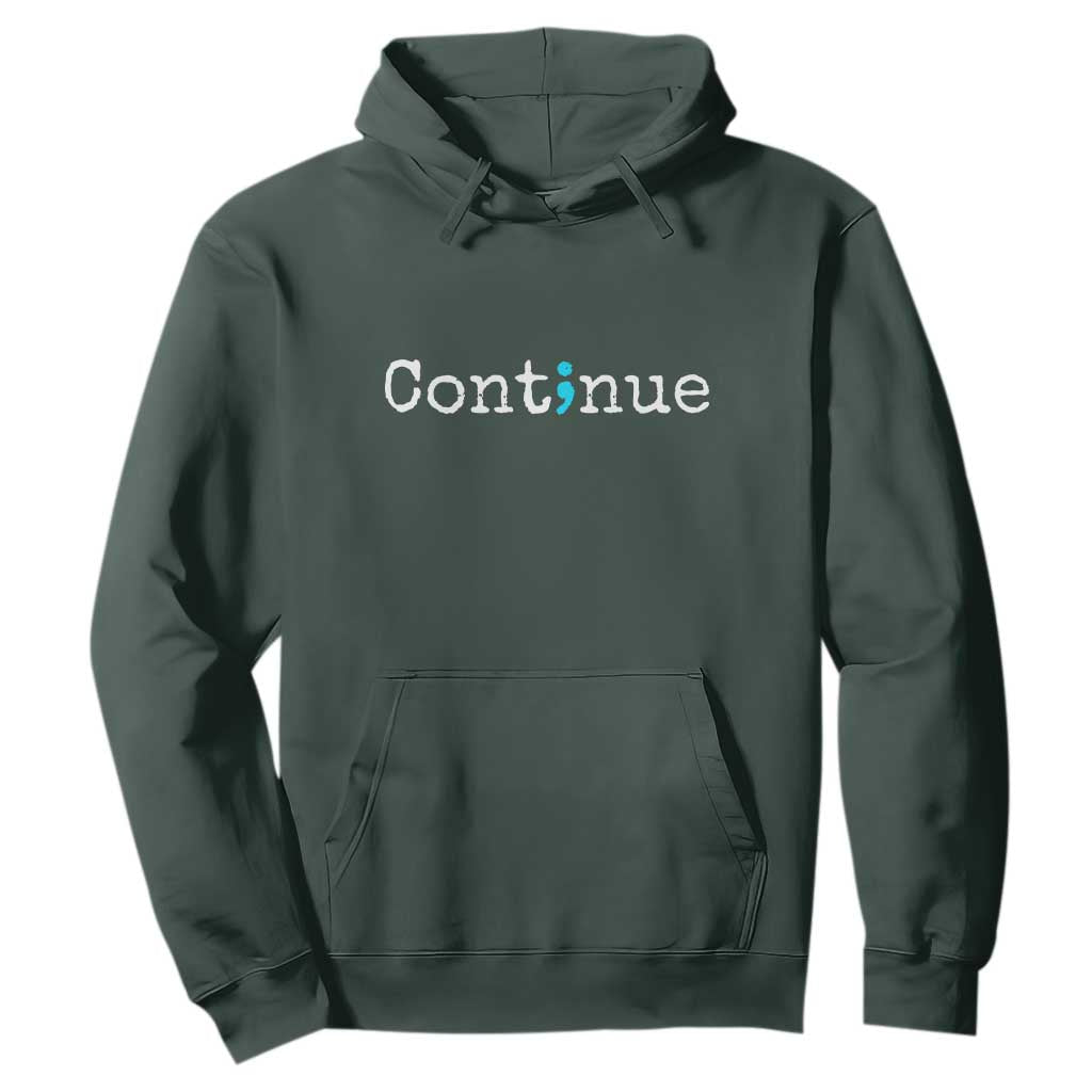 Mental Health & Suicide Prevention Hoodie Semicolon Awareness Design TS01 Dark Forest Green Print Your Wear