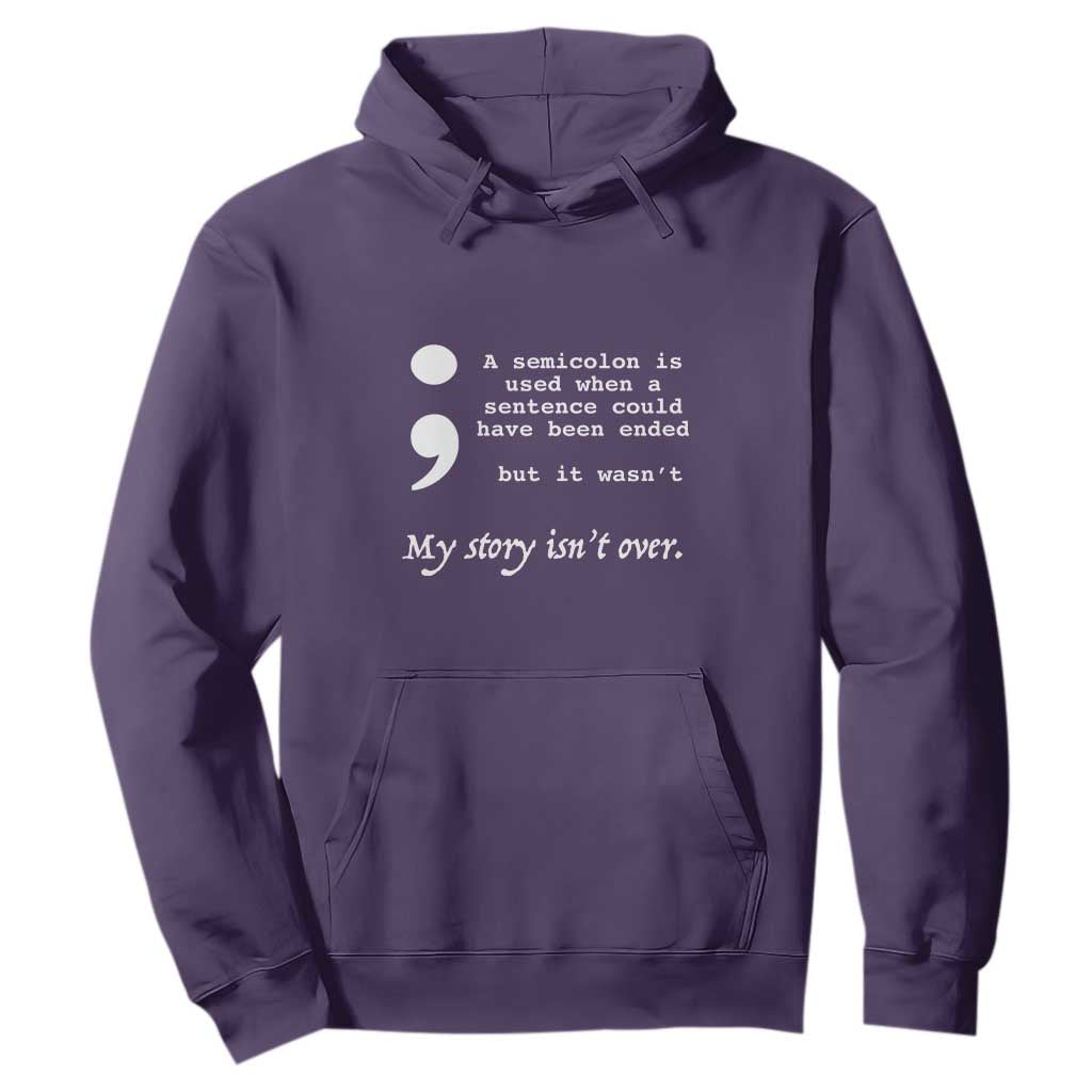 Suicide Prevention Awareness Hoodie Semicolon Symbol for Mental Health Support TS01 Purple Print Your Wear