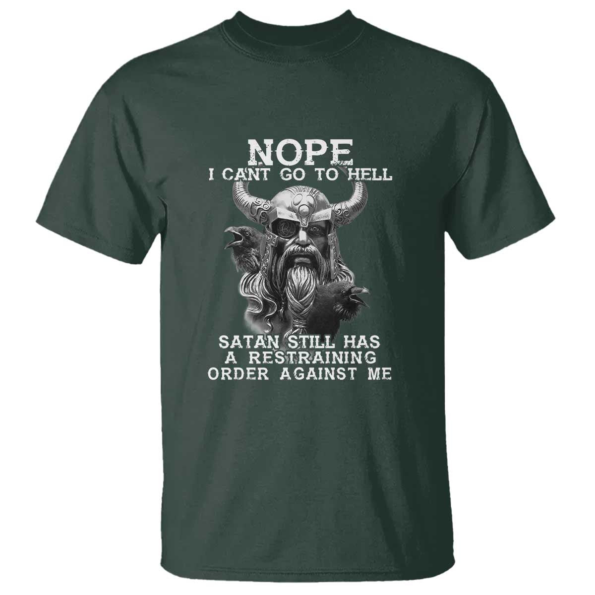 Odin T Shirt Norse Mythology with Huginn & Muninn - Viking God Design TS01 Dark Forest Green Print Your Wear