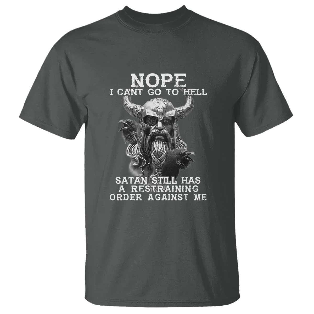 Odin T Shirt Norse Mythology with Huginn & Muninn - Viking God Design TS01 Dark Heather Print Your Wear