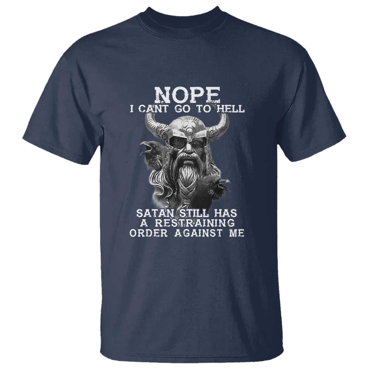 Odin T Shirt Norse Mythology with Huginn & Muninn - Viking God Design TS01 Navy Print Your Wear