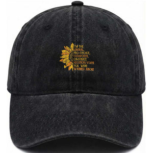 I'm the Liberal Washed Cotton Baseball Cap Feminist Gift - Classic Fit for Activists TS01 Washed Cap Universal Fit Black Print Your Wear