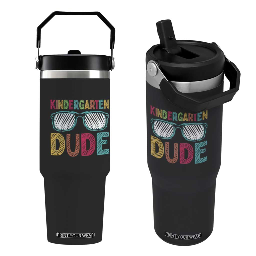 Kindergarten Dude Flip Straw Tumbler Funny First Day Back to School Student