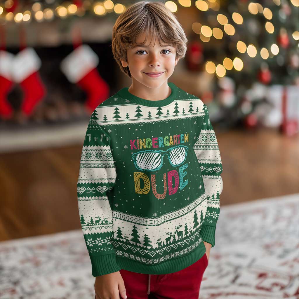 Kindergarten Dude Ugly Christmas Sweater Funny First Day Back to School Student