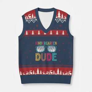 Kindergarten Dude V-Neck Knit Sweater Vest Funny First Day Back to School Student