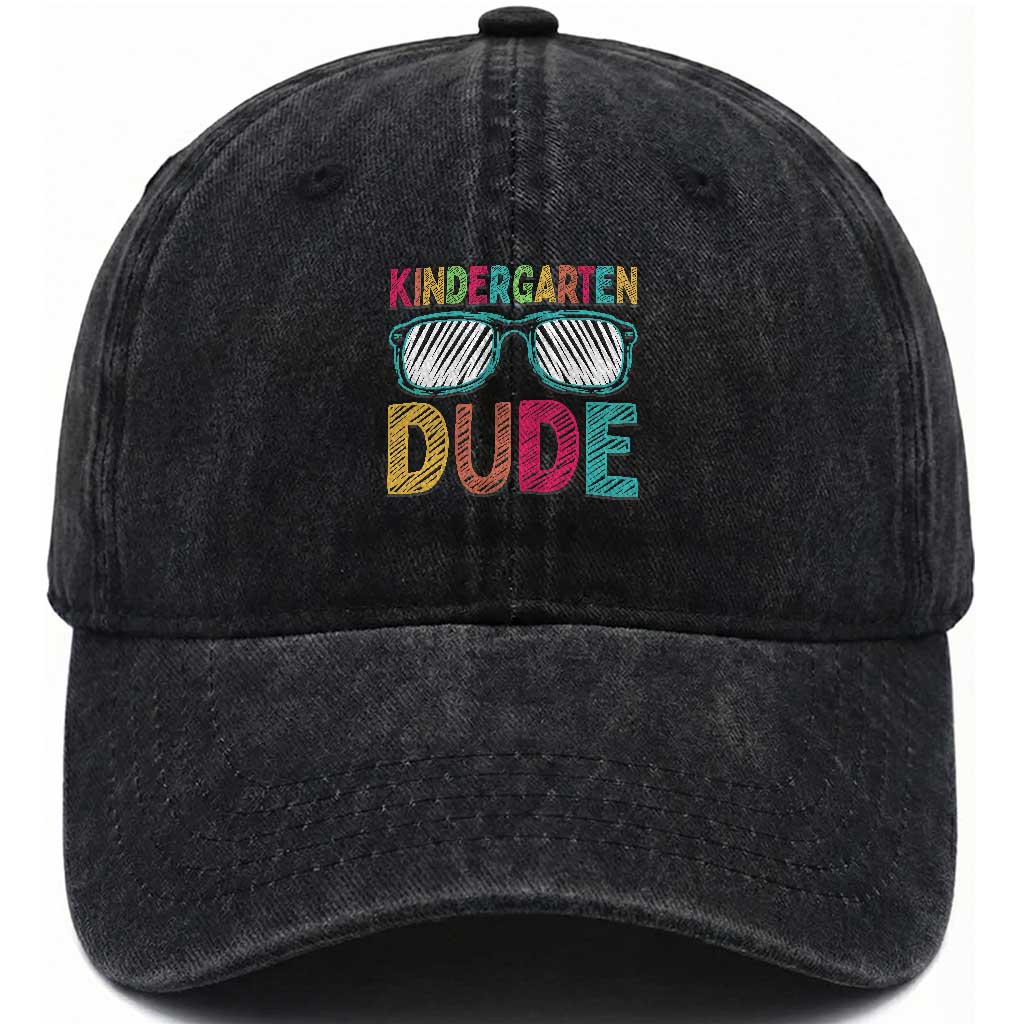 Kindergarten Dude Washed Cotton Baseball Cap Funny First Day Back to School Student