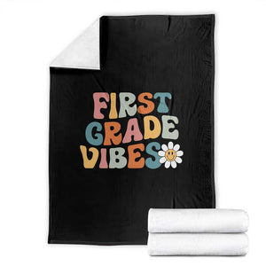 Retro 1st Day of School Throw Blanket First Grade Vibes 1st Grade Team
