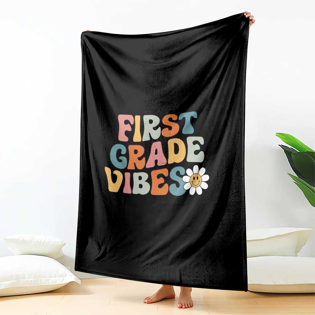 Retro 1st Day of School Throw Blanket First Grade Vibes 1st Grade Team