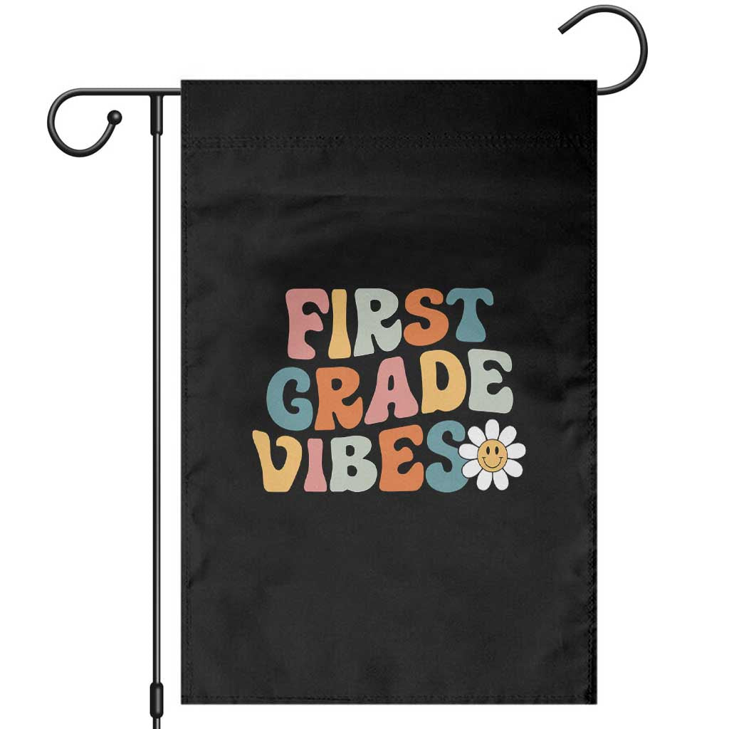 Retro 1st Day of School Garden Flag First Grade Vibes 1st Grade Team